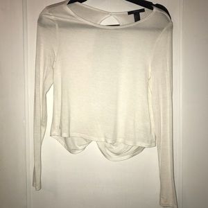 White long sleeve tee with backless twist